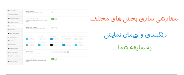 قالب وردپرس با پنل تنظیماتی